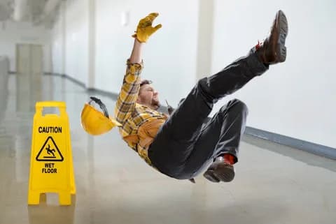 Slip and fall hazard at a workplace